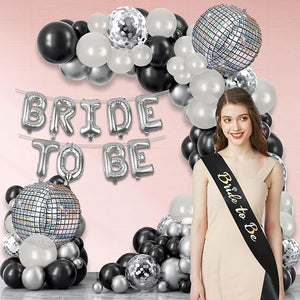 Black Bride To Be Decoration Set Combo – 64 Pcs Bachelorette Party Decoration Kit