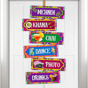 Cardstock Wedding Door Decoration, 6Pcs Wedding Party Door Board, Door Board Decoration For Mehendi Ceremony, Haldi Ceremony Decoration, Wedding Decoration Items