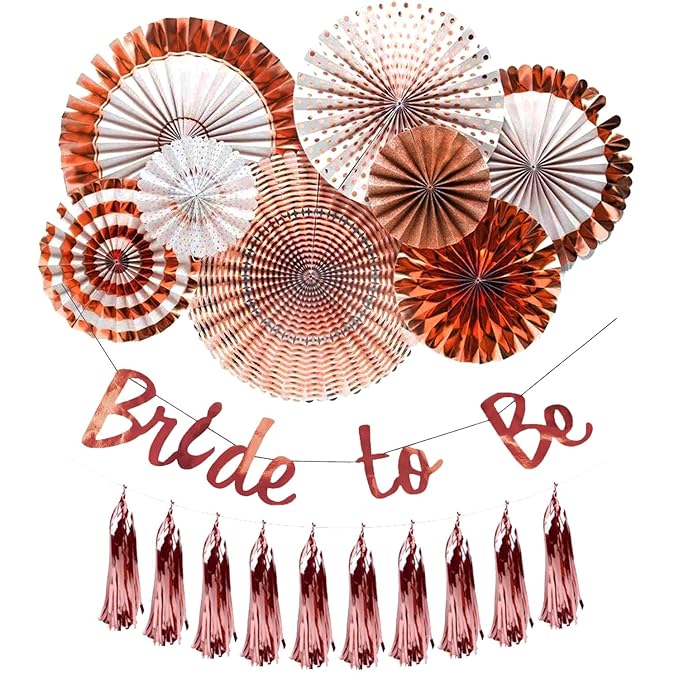 Party Propz Rose Gold Girls Tassel Banner (cardstock) and Foil, Set of 24 Pcs