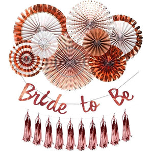 Party Propz Rose Gold Girls Tassel Banner (cardstock) and Foil, Set of 24 Pcs