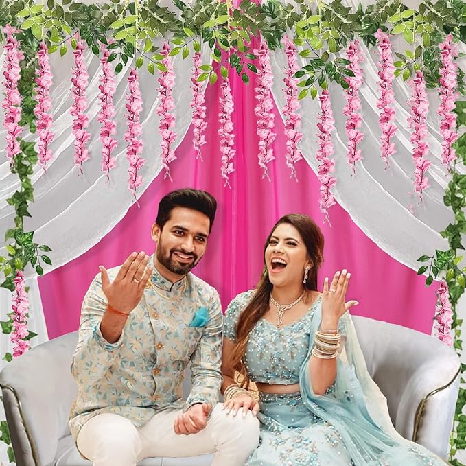 Party Propz Backdrop Cloth for Decoration -12 Pcs Haldi Decoration Items for Marriage | Marriage Decoration Items for Wedding | Pooja Backdrop Decoration Cloth | Traditional Backdrop Decoration Cloth