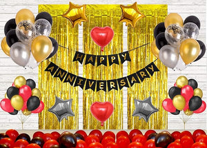 Party Propz Happy Anniversary Decorations Items For Home-70Pcs Round Foil Balloon with Latex and Confetti Baloons for Wedding / Anniversary Party Decoration for Husband Or Wife/Marriage Decor