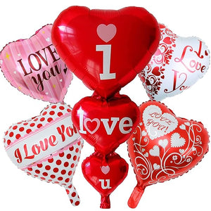 Party Propz Anniversary Heart Shape Balloons - Set of 5 I Love You Foil Balloons | For Anniversary Decoration Items Kit | With Red Heart Shaped Foil Balloons For Husband | Birthday Decoration Items