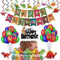 Party Propz Dinosaur Theme Birthday Decorations - 56Pcs For Boys, Girls, Kids - Kids Birthday paper banner, Birthday Decoration Items For Kids, (color multi)