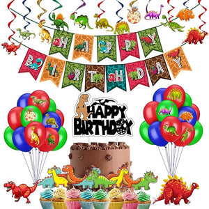 Party Propz Dinosaur Theme Birthday Decorations - 56Pcs For Boys, Girls, Kids - Kids Birthday paper banner, Birthday Decoration Items For Kids, (color multi)