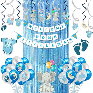 Party Propz Welcome Home Baby Decoration - Big 46 Pcs, Cradle Ceremony Decoration Items, Baby Boy Welcome Home Decoration Kit, Birthday Decoration Items For Boy, Swirls For Decoration, Birthday Decor