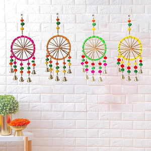 Party Propz Handmade Colorful Wall Decor - 4Pcs Door Hangings for Home Decoration | Festival Decoration | for Balcony, Room, Temple Decoration | Rajasthani Decoration Items | Decorative Hanging Items
