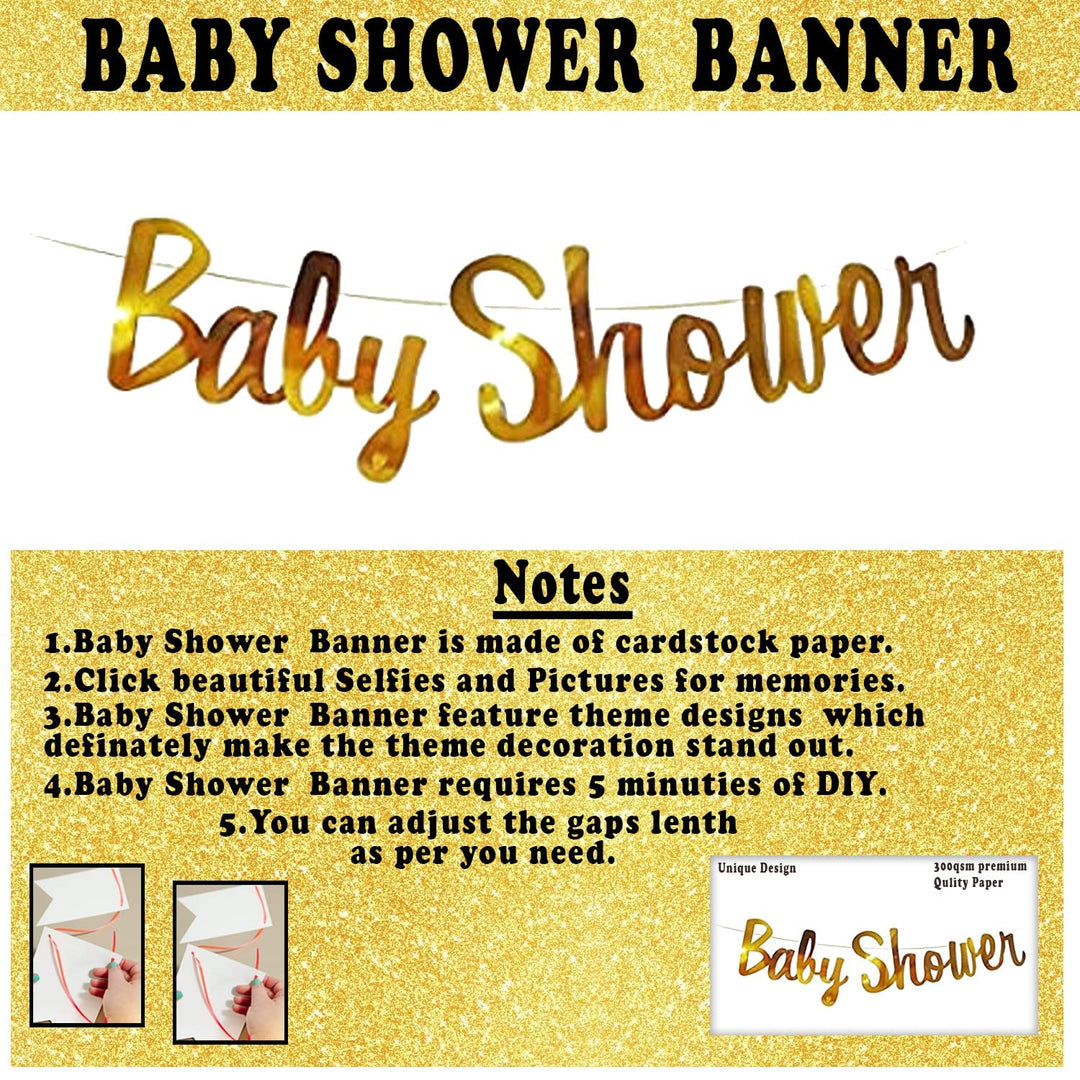 Party Propz Baby Shower Decoration Items - 44Pcs Baby Shower Decorations | Mom To Be Decoration Items Set | Baby Shower Banner (Cardstock) | With Pastel Balloons, White Net Curtains and Led Light