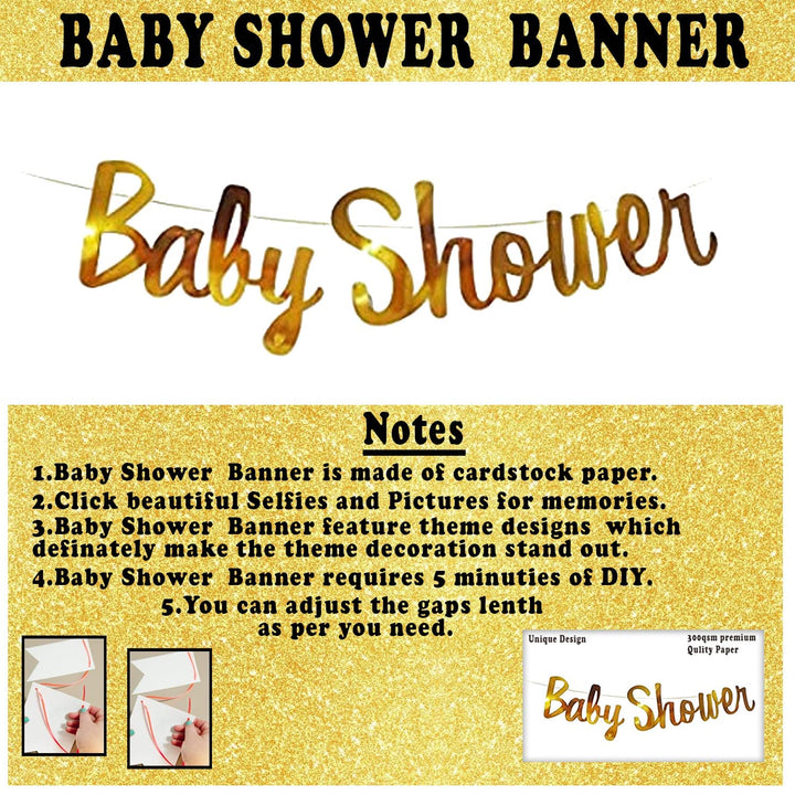 Party Propz Baby Shower Decoration Items - 44Pcs Baby Shower Decorations | Mom To Be Decoration Items Set | Baby Shower Banner (Cardstock) | With Pastel Balloons, White Net Curtains and Led Light