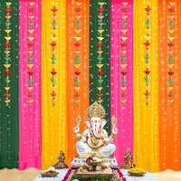 Multicolor Backdrop Decoration Set with Lights – Ganpati & Pooja Setup Kit