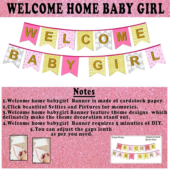 Party Propz Baby Welcome Decoration Items -42pcs Baby Welcome Home Decoration Kit | Welcome Baby Decoration | Welcome Baby Girl Decoration | Baby Girl Welcome Home Decoration | Character Foil Balloon