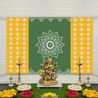 Party Propz Traditional Backdrop Decoration Cloth - Green and Yellow Backdrop Cloth for Decoration | Background Decoration | Mehndi Haldi Decoration Items for Marriage | Backdrop for Pooja Decoration