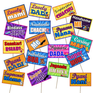 Party Propz Baby Shower Props for Photoshoot - 18 Pcs Baby Shower Photo Booth Props | Baby Shower Decoration Items | Maternity Shoot Props | Baby Shower Photo Props | Dada Dadi Nana Nani Props | Props