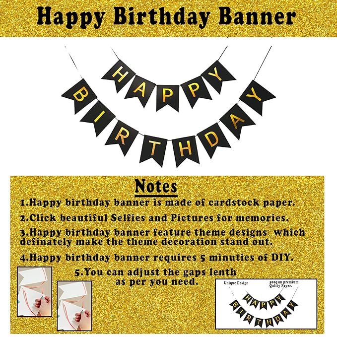 Party Propz Happy Birthday Decoration For Husband - 63Pcs Birthday Decoration Items For Husband|Birthday Decoration Kit|Birthday Decoration Items Kit For Men|Happy Birthday Banner (Cardstock),Multi