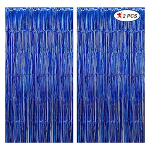 Party Propz Blue Foil Curtain 2 Pc for Boys Birthday Decoration Or Birthday Decoration Items
