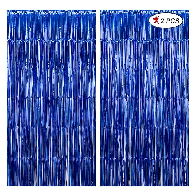 Party Propz Blue Foil Curtain 2 Pc for Boys Birthday Decoration Or Birthday Decoration Items
