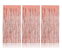 Party Propz 3 ft X 6 ft 10 inches Rose Gold Metallic Tinsel Foil Fringe Curtains for Birthday Marriage Engagement Bridal Shower Bachelorette Holiday Celebration Party Decorations (Set of 3)