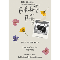 Elegant Floral Photo Bachelorette Party Invitation - Customize with Your Details ( E-Invitation Card )