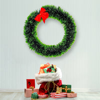 Christmas Wreath Hangers for Front Door - 1 Pcs Green Christmas Wreath Hanger for Outdoor with Ribbon, Wall Decorations, Door Hanger