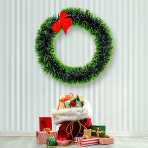 Christmas Wreath Hangers for Front Door - 1 Pcs Green Christmas Wreath Hanger for Outdoor with Ribbon, Wall Decorations, Door Hanger