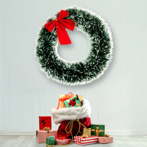 Christmas Wreath Hangers for Front Door - 1 Pcs Green Snowtip Christmas Wreath Hanger for Outdoor with Ribbon, Wall Decorations, Door Hanger