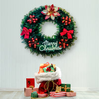 Christmas Wreath Hangers for Front Door - 1 Pcs Green Fancy Christmas Wreath Hanger for Outdoor with Ornaments, Wall Decorations, Door Hanger