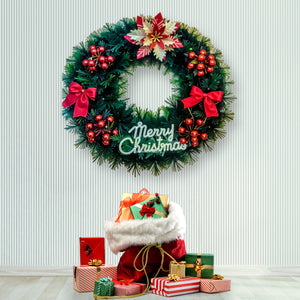 Christmas Wreath Hangers for Front Door - 1 Pcs Green Fancy Christmas Wreath Hanger for Outdoor with Ornaments, Wall Decorations, Door Hanger