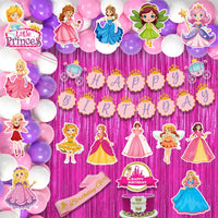 Princess Theme Birthday Decoration Kit for Girls – 71 Pcs | Balloons, Banner, Sash & Cutouts