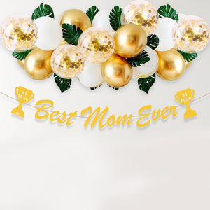 Mother’s Day Decoration Items – 36 Pcs Best Mom Ever Banner and Balloons for Mom Birthday Decoration