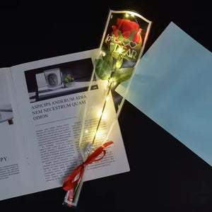 Red Rose With Light For Valentine's Day Decoration - Pack of 1 Red Rose for Girlfriend, Boyfriend