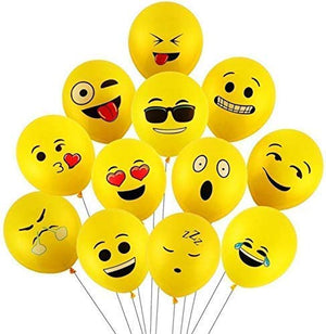 Yellow Emoji Balloons for Decoration - 25 Pcs Smiley Balloons for Kids Birthday & Party (Latex)