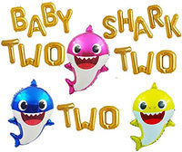 Party Propz foil Baby Shark Theme 2Nd Birthday Decoration Items - 5Pcs Combo|2Nd Birthday Decorations For Girls|Shark Balloons|Second Birthday Decoration For Boys|Baby Birthday Decorations,Multicolor