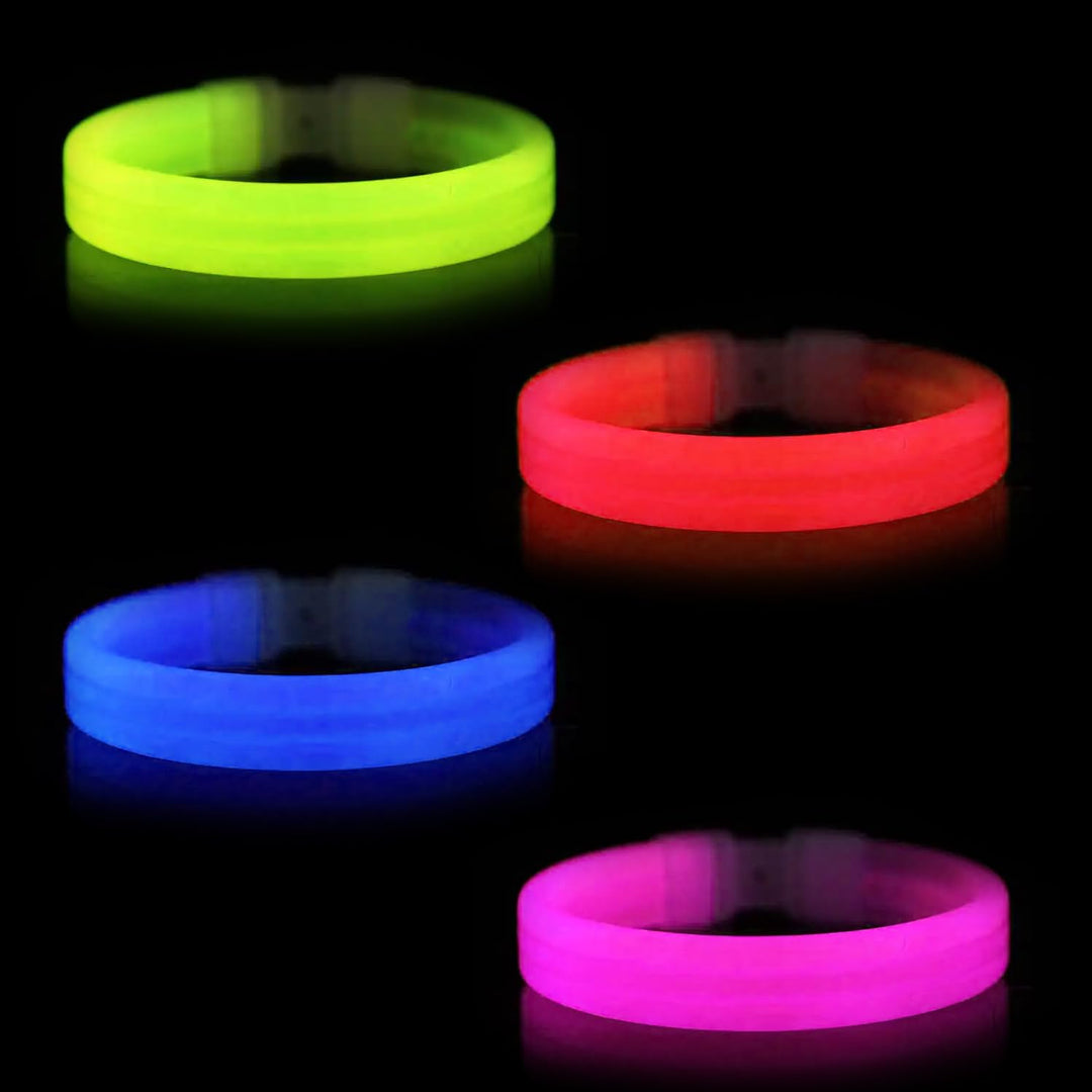 Party Propz Glow In The Dark Wristbands - 4pcs Assorted Glow Bands For A Party | Radium Stick | Neon Bands For Party | Fluorescent Band For Dj Party | Multicolour Glow Stick | Neon Wrist Band