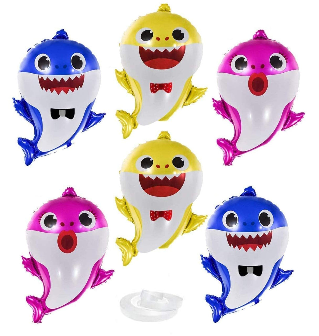 Party Propz Baby Shark Foil Balloons For Decorations-Combo Of 6Pcs For Baby Shark Theme Birthday Decorations|Baby Shark Balloons|Birthday Decoration Items For Boy,Girls,Multicolor