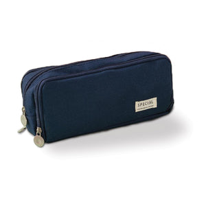 Party Propz Dark Blue Large Capacity Pencil Case - Large Capacity Pencil Pouch | 3 Compartments Pencil Pouch | Makeup Pouch for Women | Double Layer Pencil Pouch | Pencil Pouch for Girls for School