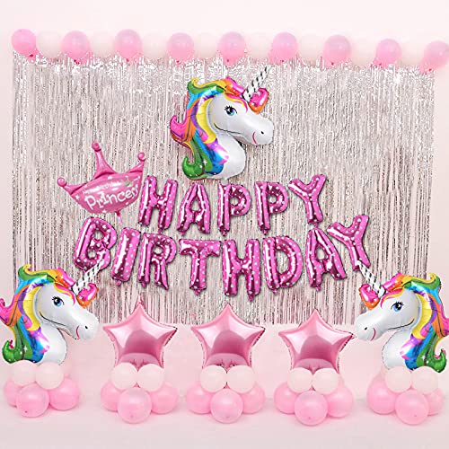 Party Propz Unicorn Birthday Decorations For Girls-72 Pcs,Unicorn Theme Birthday Decorations Kit|Birthday Decoration Items For Girl,Kid|Unicorn Decoration For Birthday Girls|Metallic,Foil Balloon