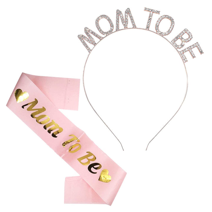 Party Propz Baby Shower Decoration Items -2Pcs Mom To Be Sash and Head Band | Mom To Be Crown | Maternity Photoshoot Props | Baby Shower Gifts | Baby Shower Props | Mom To Be Gifts | Mom To Be Props