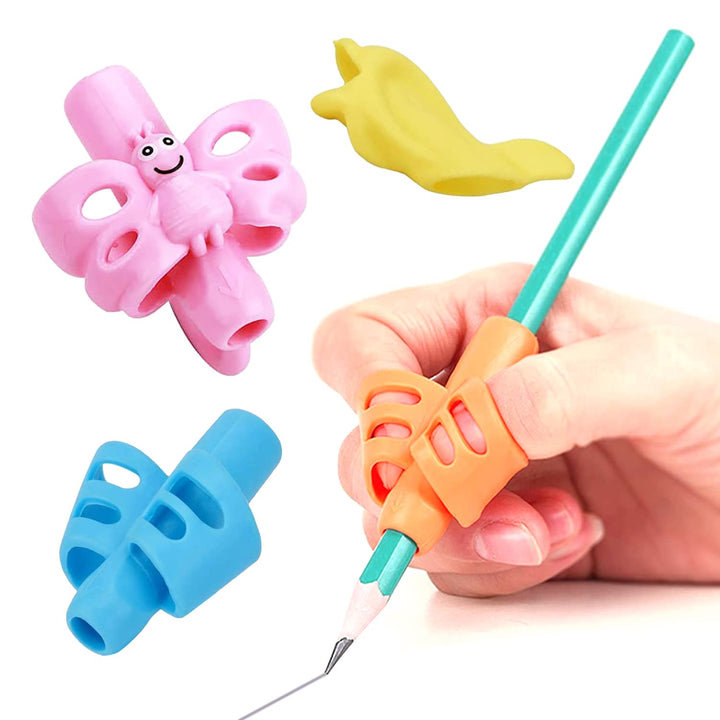 Party Propz Pencil Gripper For Kids Writing - 3Pcs Pencil Holder, Pen Holder Or Finger Grip Handwriting Pencil Grip Holder For Beginner, Kids 3 Years, Preschoolers/Pen Holder For Kids, Multi