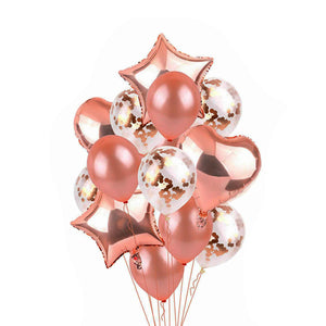 Party Propz 13Pcs Rose Gold Balloons Combo For Birthday Decoration Items| rose gold birthday décor | birthday balloons| rose gold confetti balloons