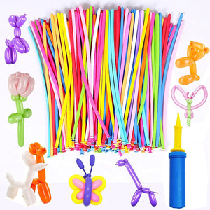 Rainbow Balloons - 100Pcs Long Balloons for Kids