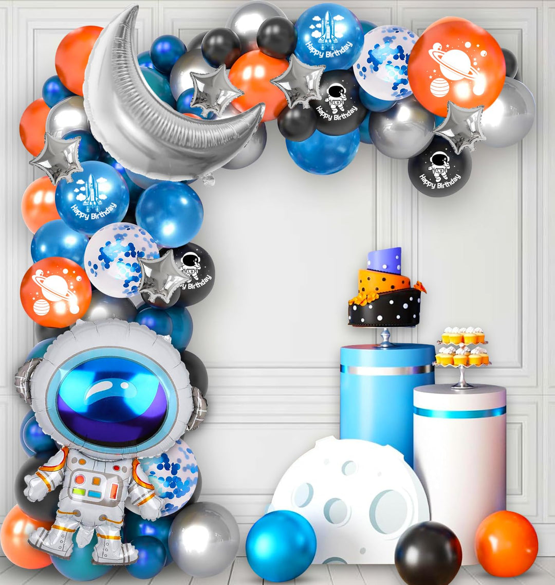 Party Propz Space Theme Birthday Decoration Kit - 55Pcs, Planet Theme Birthday Decoration | Astronaut Theme Birthday Decoration | Rocket Theme Birthday Decoration | Moon & Stars Foil Balloons