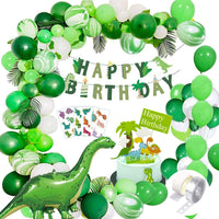 Dinosaur Theme Happy Birthday Decoration Combo Set 68Pcs For Boys,Kids Parties/1st, First Bday Decorations/Dinosaurs Banner, Balloons,Leaves, Tattoo,Cupcake Toppers,Foil Balloon Items