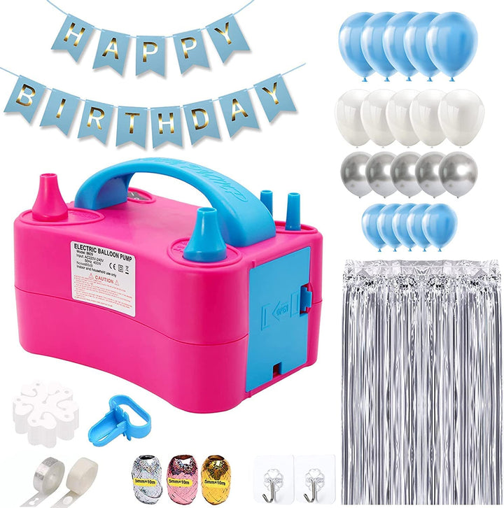 Party Propz Balloons Pump Balloon Pump Kit with Foil Curtains Metallic Backdrop Handle Strip Balloon Decorating Strip Kit Baby Blue Balloons Electric Balloon Pump for Party Decoration Rose