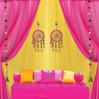 Pink and Yellow Backdrop for Decoration - Pack of 12 Pcs Haldi Decoration Item