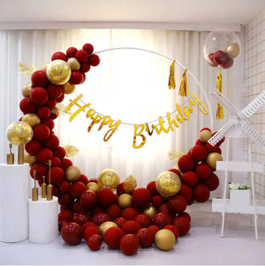 Party Propz Birthday Decoration Items for Boys - 47 Pcs, Red and Golden Balloons for Decoration | Happy Birthday Banner (Cardstock) | Birthday Decoration For Wife | Birthday Decorations for Husband
