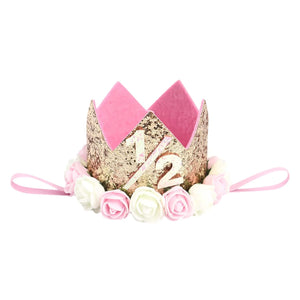 Party Propz Baby Crown Half Birthday Headband For Half Birthday Girls/Girls Hair Accessories/Half Girls Bday