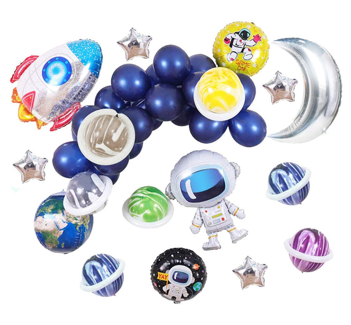Party Propz Space Theme Birthday Decoration - 33 Pcs Space Birthday Balloons Decoration Kit | Birthday Decoration Items For Kids | Astronaut Theme Birthday Decoration For Boys | Rocket Theme Birthday