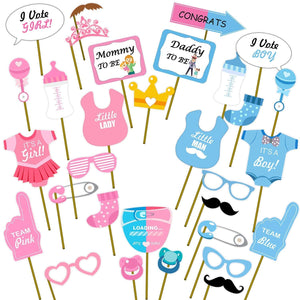 Party Propz Baby Shower Props For Photoshoot- 29pcs Props For Baby Shoot | Baby Shower Props | Mom To Be Props | Baby Shower Props For Photoshoot | Maternity Photoshoot Props | Baby Shower (Cardstock)
