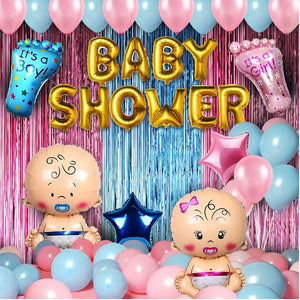 Party Propz Baby Shower Combo Decorations Set - Huge 50Pcs Baby Shower Backdrop Decoration | Baby Shower Decoration Items | Baby Shower Foil Banner | Pregnancy Photoshoot Material Items Supplies