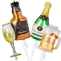 Party Propz Cheers Champagne Foil Balloons For Birthday Decoration-4Pcs 32" Champagne Balloons|Cheers Foil Balloon For Husband Wife-30Th,40Th,50Th,60 Birthday 40Th Birthday Decorations For Men